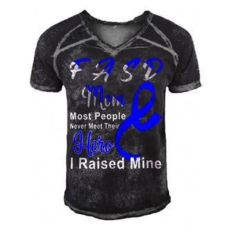 Fasd Mom Most People Never Meet Their Hero I Raised Mine Blue And Grey Ribbon Fetal Alcohol Spectrum Disorder Fetal Alcohol Spectrum Disorder Awareness Men's Short Sleeve V-neck 3D Print Retro Tshirt | Favorety UK