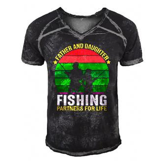 Father And Daughter Fishing Partners  Father And Daughter Fishing Partners For Life Fishing Lovers Men's Short Sleeve V-neck 3D Print Retro Tshirt