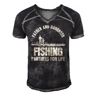 Father & Daughter Fishing Partners - Fathers Day Gift Men's Short Sleeve V-neck 3D Print Retro Tshirt | Mazezy