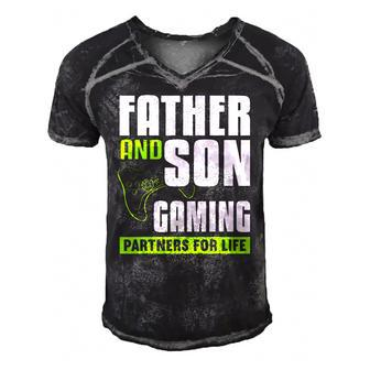 Father And Son Gaming Partners For Life Video Game Matching Men's Short Sleeve V-neck 3D Print Retro Tshirt | Mazezy
