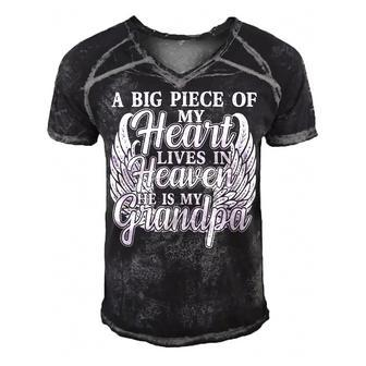 Father Grandpa A Piece Of My Heart Is In Heaven In Memory Of My Grandpa 195 Family Dad Men's Short Sleeve V-neck 3D Print Retro Tshirt - Monsterry DE