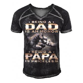 Father Grandpa Being A Dad Is An Honor Being A Papa Is Priceless Grandpa 45 Family Dad Men's Short Sleeve V-neck 3D Print Retro Tshirt - Monsterry UK