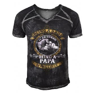 Father Grandpa Being A Dad Is An Honor Being A Papa Is Priceless S Day241 Family Dad Men's Short Sleeve V-neck 3D Print Retro Tshirt - Monsterry UK