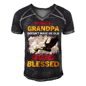 Father Grandpa Being A Grandpa Doesnt Make Me Old It Makes Me Blessed 61 Family Dad Men's Short Sleeve V-neck 3D Print Retro Tshirt - Monsterry CA