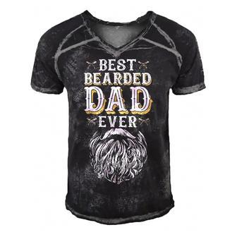 Father Grandpa Best Bearded Dad Ever Funny Fathers Day For Daddy With Beard Humor192 Family Dad Men's Short Sleeve V-neck 3D Print Retro Tshirt - Monsterry CA