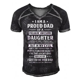 Father Grandpa I Am A Proud Dad Of A Freaking Awesome Daughter27 Family Dad Men's Short Sleeve V-neck 3D Print Retro Tshirt - Monsterry AU