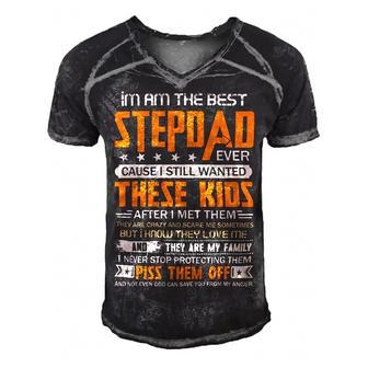 Father Grandpa I Am The Best Step Dad Ever Cause I Still Wanted These Kids Fathers Day 53 Family Dad Men's Short Sleeve V-neck 3D Print Retro Tshirt - Monsterry UK