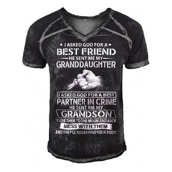 Father Grandpa I Asked God For A Best Friend He Sent Me A Daughter 186 Family Dad Men's Short Sleeve V-neck 3D Print Retro Tshirt - Monsterry CA