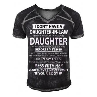 Father Grandpa I Dont Have A Step Daughter I Have A Freaking Awesome Daughter 165 Family Dad Men's Short Sleeve V-neck 3D Print Retro Tshirt - Monsterry UK