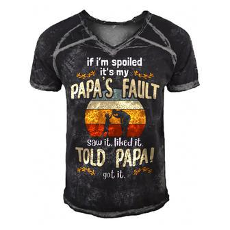 Father Grandpa If Im Spoiled Its My Papas Fault Fathers Day 2020 Papa Family Dad Men's Short Sleeve V-neck 3D Print Retro Tshirt - Monsterry UK