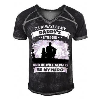 Father Grandpa Ill Always Be My Daddys Little Girl And He Will Always Be My Herotshir Family Dad Men's Short Sleeve V-neck 3D Print Retro Tshirt - Monsterry CA