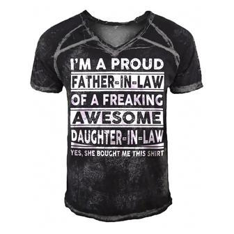 Father Grandpa Im A Proud In Law Of A Freaking Awesome Daughter In Law386 Family Dad Men's Short Sleeve V-neck 3D Print Retro Tshirt - Monsterry DE