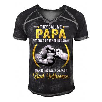 Father Grandpa Papa For Men Funny Fathers Day They Call Me Papa 6 Family Dad Men's Short Sleeve V-neck 3D Print Retro Tshirt - Monsterry UK