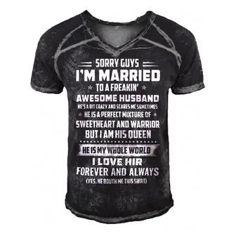 Father Grandpa Sorry Guys Im Married To A Freakin Awesome Husband102 Family Dad Men's Short Sleeve V-neck 3D Print Retro Tshirt - Monsterry DE