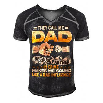 Father Grandpa They Call Me Dad Because Partner In Crime Papa Fathers Day 7 Family Dad Men's Short Sleeve V-neck 3D Print Retro Tshirt - Monsterry AU