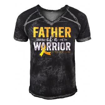 Father Of A Warrior Childhood Cancer Ribbon Oncology Men's Short Sleeve V-neck 3D Print Retro Tshirt | Mazezy