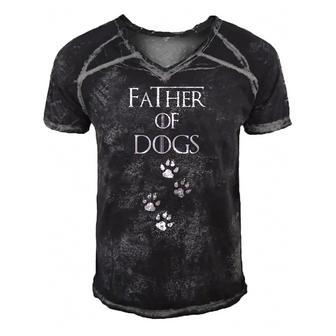 Father Of Dogs Paw Prints Men's Short Sleeve V-neck 3D Print Retro Tshirt | Mazezy