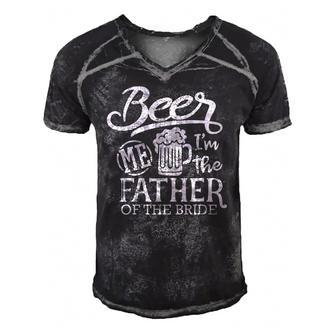 Father Of The Bride Wedding Party Proud Dad Daddy Men's Short Sleeve V-neck 3D Print Retro Tshirt | Mazezy