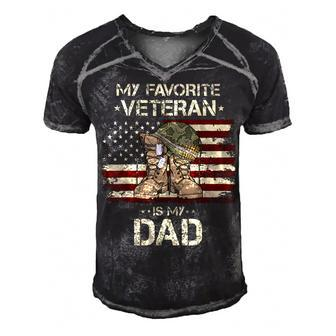 Father Veterans Day My Favorite Veteran Is My Dad For Kids V2 Men's Short Sleeve V-neck 3D Print Retro Tshirt - Seseable