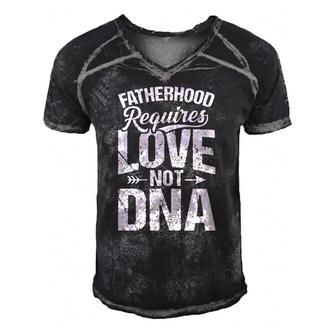 Fatherhood Requires Love Not Dna Step Dad Fathers Day Men's Short Sleeve V-neck 3D Print Retro Tshirt | Mazezy