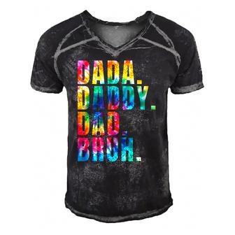 Fathers Day 2022 Dada Daddy Dad Bruh Tie Dye Dad Jokes Mens Men's Short Sleeve V-neck 3D Print Retro Tshirt | Mazezy