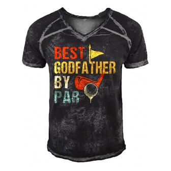 Fathers Day Best Godfather By Par Funny Golf Gift Men's Short Sleeve V-neck 3D Print Retro Tshirt | Mazezy