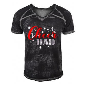 Fathers Day Cheerleader Proud Cheer Dad Supporter Men's Short Sleeve V-neck 3D Print Retro Tshirt | Mazezy