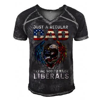 Fathers Day Dad Trying Not To Raise Liberals 4Th Of July V2 Men's Short Sleeve V-neck 3D Print Retro Tshirt - Seseable