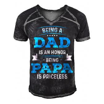 Fathers Day For Dad An Honor Being Papa Is Priceless V3 Men's Short Sleeve V-neck 3D Print Retro Tshirt - Seseable