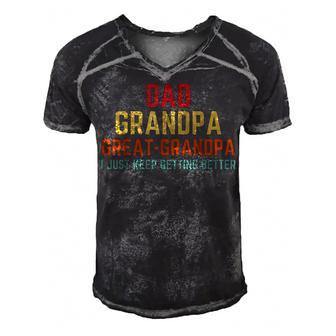 Fathers Day Gift From Grandkids Dad Grandpa Great Grandpa V2 Men's Short Sleeve V-neck 3D Print Retro Tshirt - Seseable