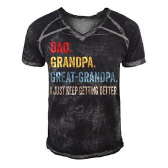 Fathers Day Gift From Grandkids Dad Grandpa Great Grandpa V3 Men's Short Sleeve V-neck 3D Print Retro Tshirt - Seseable