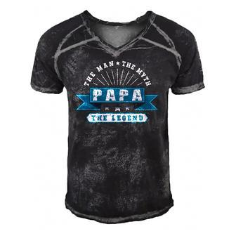Fathers Day Papa For Man Myth Legend Men's Short Sleeve V-neck 3D Print Retro Tshirt | Mazezy