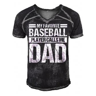 Favorite Baseball Player Calls Me Dad Men's Short Sleeve V-neck 3D Print Retro Tshirt | Favorety AU