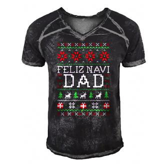 Feliz Navi Dad - Ugly Christmas Essential Men's Short Sleeve V-neck 3D Print Retro Tshirt | Mazezy