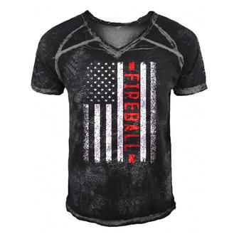 Fireball American Flag 4Th Of July Cool Soccer Player Men's Short Sleeve V-neck 3D Print Retro Tshirt | Mazezy