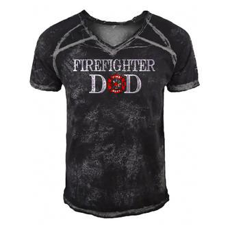 Firefighter Dad Fireman Parent Fathers Day Gift Men's Short Sleeve V-neck 3D Print Retro Tshirt | Mazezy