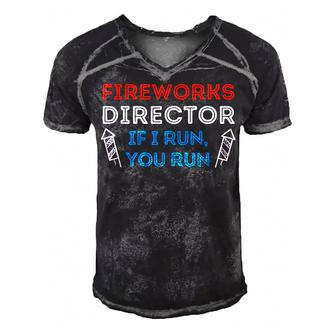 Fireworks Director If I Run You Run Funny 4Th Of July V3 Men's Short Sleeve V-neck 3D Print Retro Tshirt - Seseable