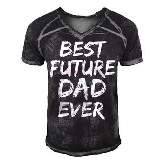 First Fathers Day For Pregnant Dad Best Future Dad Ever Men's Short Sleeve V-neck 3D Print Retro Tshirt - Seseable