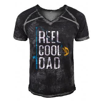 Fishing Reel Cool Dad Fathers Day Gift For Fisherman Dad Men's Short Sleeve V-neck 3D Print Retro Tshirt | Mazezy