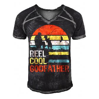 Fishing Reel Cool Godfather V3 Men's Short Sleeve V-neck 3D Print Retro Tshirt | Favorety DE