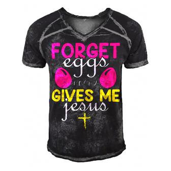 Forger Eggs Gives Me Jesus Funny Easter Day Men's Short Sleeve V-neck 3D Print Retro Tshirt | Favorety DE