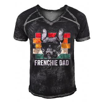Frenchie Dad French Bulldog Retro Apparel For Men Kids Men's Short Sleeve V-neck 3D Print Retro Tshirt | Mazezy