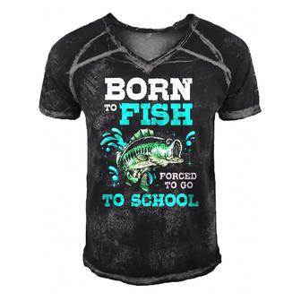 Funny Bass Fishing Born To Fish Forced To Go To School Men's Short Sleeve V-neck 3D Print Retro Tshirt | Mazezy