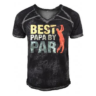 Funny Best Papa By Par Fathers Day Golf Gift Grandpa Classic Men's Short Sleeve V-neck 3D Print Retro Tshirt | Mazezy