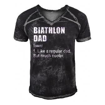 Funny Biathlon Dad Like Dad But Much Cooler Definition Men's Short Sleeve V-neck 3D Print Retro Tshirt | Mazezy