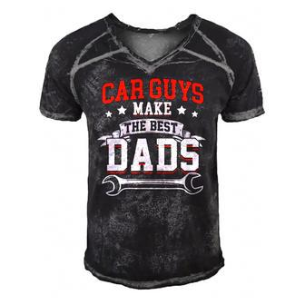 Funny Car Guys Make The Best Dads Mechanic Fathers Day Men's Short Sleeve V-neck 3D Print Retro Tshirt | Mazezy