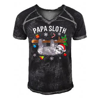 Funny Christmas Sloth Family Matching Papa Gift Men's Short Sleeve V-neck 3D Print Retro Tshirt | Mazezy