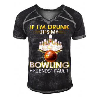 Funny Friends Like Drinking 127 Bowling Bowler Men's Short Sleeve V-neck 3D Print Retro Tshirt - Seseable