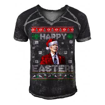 Funny Joe Biden Happy Easter Ugly Christmas Men's Short Sleeve V-neck 3D Print Retro Tshirt - Monsterry