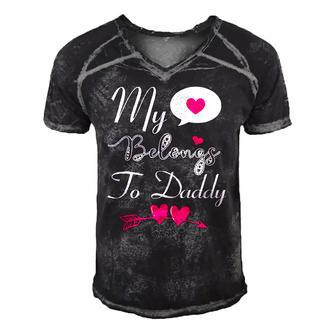 Funny My Heart Belongs To Daddy Girls Boys Valentines Day Tee Men's Short Sleeve V-neck 3D Print Retro Tshirt | Mazezy